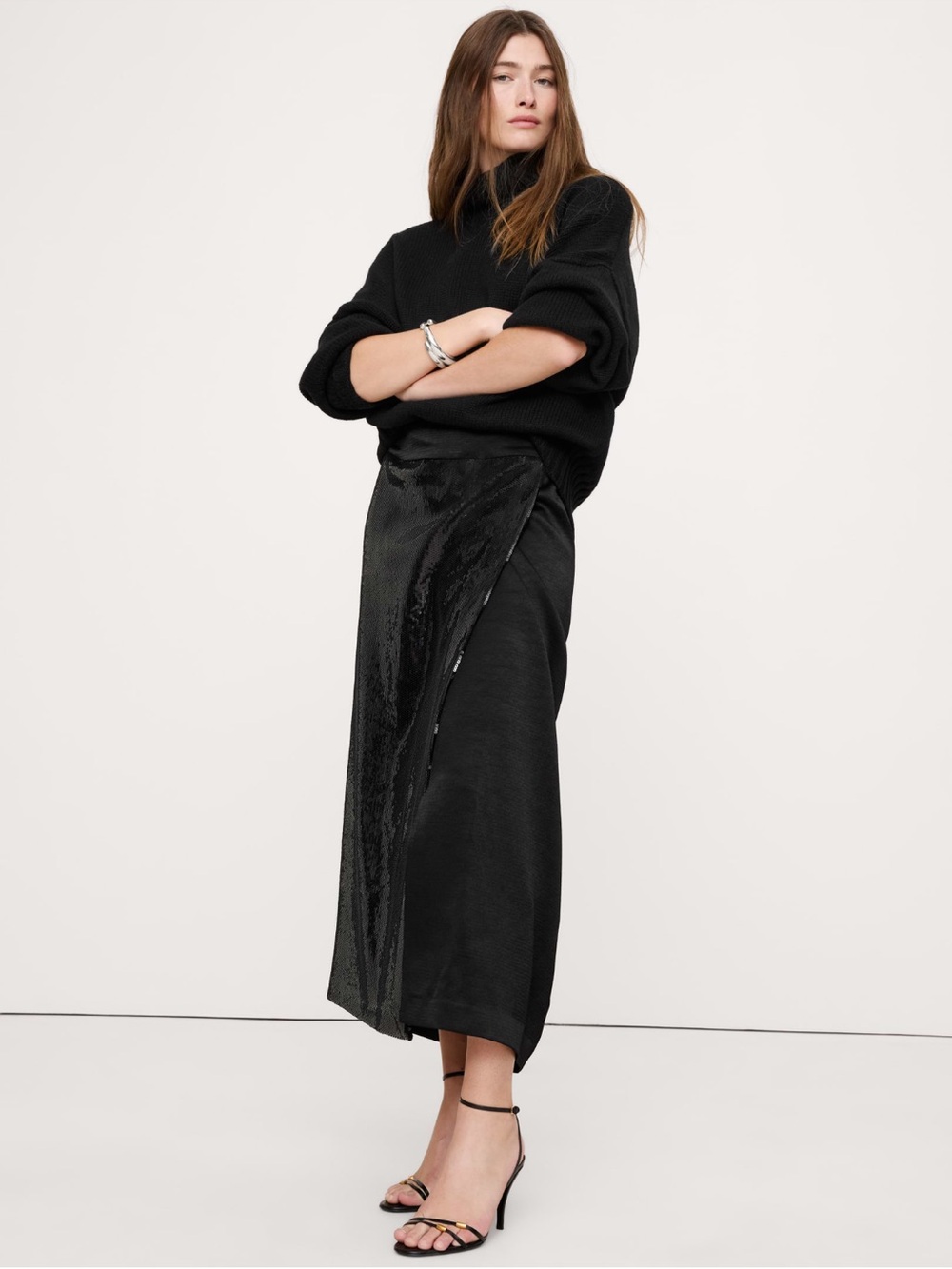 Banana Republic Ponte and Sequin Wrap Skirt